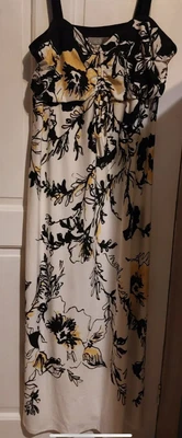 £6 • Buy Wallis Stretchy Floor Length Maxi Dress A-line Black/white/Yellow Size Uk 18