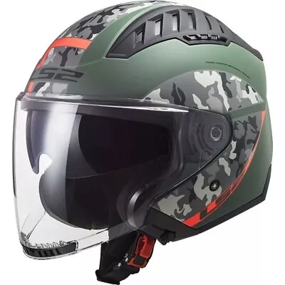 LS2 Open Face Motorcycle Helmet OF600 Copter Crispy Matt Green X-LARGE Motorbike • £99.99