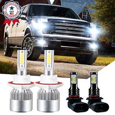 For 2004-2014 Ford F-150 White LED Headlight Hi/Lo + Fog Light 4 Bulbs Combo Kit • $29.55