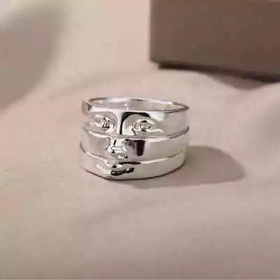 New 3 Ring David Eye Rings Women Silver Plated Eye Face Finger Ring & Gift Added • $5.29