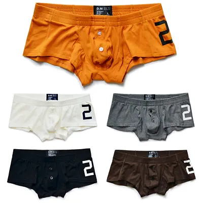 Men's Sexy Underwear Underpants Soft Boxers Shorts Briefs Trunks Button Low Rise • $10.68