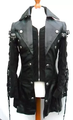 $104.64 • Buy Mans 100% REAL LEATHER Black Steampunk Jacket Coat  GOTH PUNK EMO ROCK