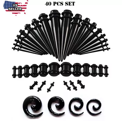 $7.99 • Buy 40Pcs Acrylic Ear Stretching Gauge Kit Taper Tunnel Plug 14G-00G Piercing Set