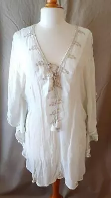 Melissa Odabash Ivory Cotton S/S Dress Cover Up Size Medium • $86