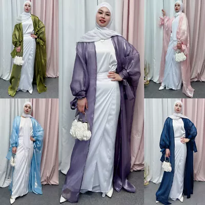 £32.34 • Buy Kimono Open Abaya Dubai Kaftan Muslim Long Cardigan Dress Women Jilbab Ramadan