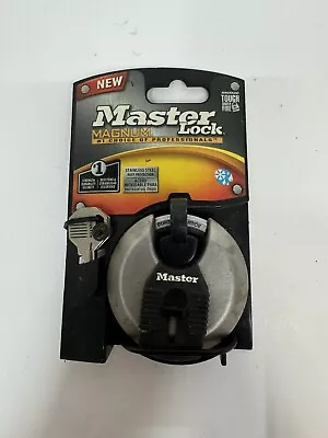 Master Lock M40XKAD Magnum Heav Duty Stainless Steel Discus Padlock With Key • $14.99