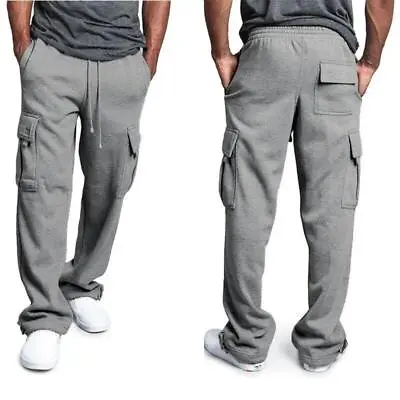 Mens Tracksuit Cargo Sweatpants Pro Club Bottoms Jogging Sports Pants Trousers • $15.75
