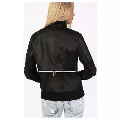 Asilio Size 8 Women's Black Split The Difference Jacket Designer Stretch Mesh Tr • $59.99