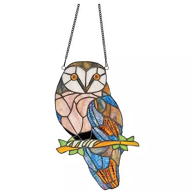 RIVER OF GOODS Owl Suncatcher - Hanging Stained Glass Panel Owl Decor Tiffan... • $98.99