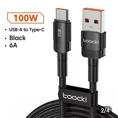 $5.98 • Buy USB A To Type C Fast Charging 100W High Quality Braided Cable (Black 1 Meter)