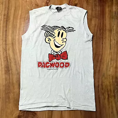 Vintage Top Half Adult T-Shirt Dagwood Cartoon 1985 Gray Single Stitch Tank C14 • $23.99