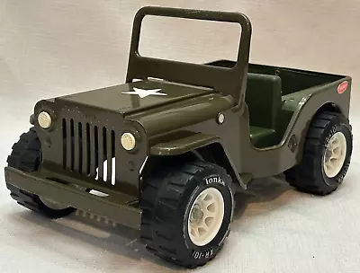 Vintage Tonka Pressed Steel Green Army Jeep 10  Antique Metal Military Toy 1976 • $20