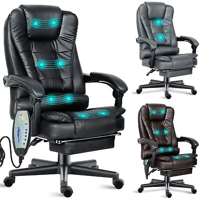 £78.99 • Buy Massage Office Chair Gaming Computer Desk Swivel Recliner Chair Leather Footrest
