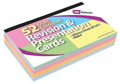 52 Colour Record Cards Ruled Lined Revision Flash Index School Office Note Book • £3.50