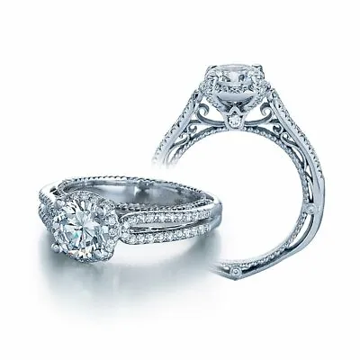 VERRAGIO VENETIAN-5014R Engagement Ring 18K White Gold CZ Center NEW! • $1950