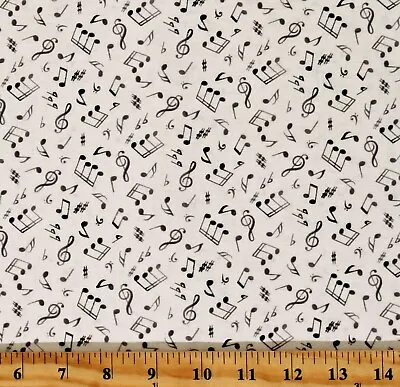 Cotton Musical Notes Music Lover Pianist Cotton Fabric Print By The Yard D510.42 • $12.95