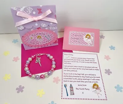 £4.75 • Buy Personalised Tooth Fairy Letter Bracelet Gift Bag, First Tooth, Tooth Fairy