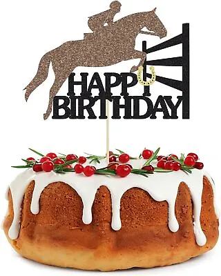 Derby Horse Cake Topper - Glitter Horse Racing Cake Decoration For Sports Equest • £26.02