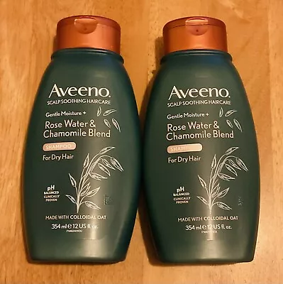 2 X AVEENO GENTLE MOISTURE ROSE WATER CHAMOMILE BLEND SHAMPOO DRY:HAIR 2x354ml • £19.99