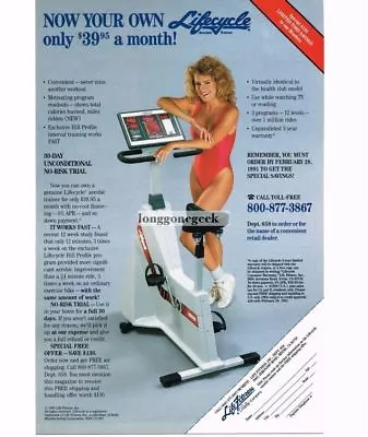 1991 Bally Life Fitness LIFECYCLE Excercise Bicycle Pretty Girl Vintage Print Ad • $8.95