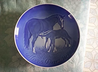 B & G Bing & Grondahl Mors Dag 1972 Mothers Day Plate Mare & Foal Blue Plate • $9.99