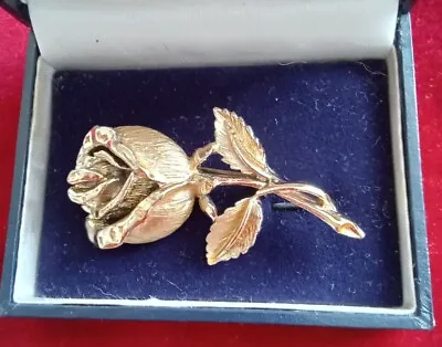 Vintage Jewellery Stunning Gold Tone Long Stem Rose Hollywood  Brooch • £5