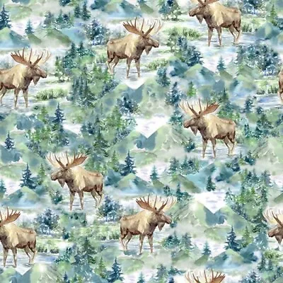 Cabin In The Woods By Hoffman Fabrics - Aspen Scenic Moose  #V5256-367 • $13.70