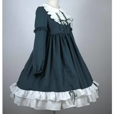 Women Girl Japanese Lolita Dress Cosplay Kawaii Ruffle Puff Sleeve Cosplay Retro • £29.17