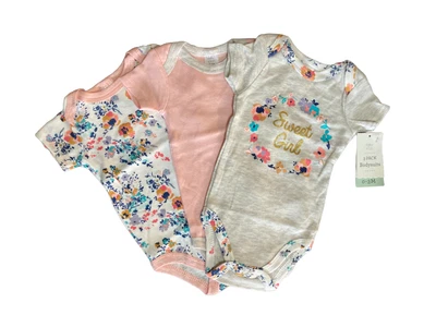 £4.50 • Buy Baby Kiss 3 Pack Short Sleeve Bodysuit Sweet Girl Floral