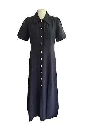 Vintage Mariella Burani Per Amuleti Short Sleeve Linen Blend Shirt Dress. UK 14. • $66.59