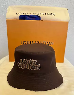 LV Louis Vuitton Tyler Monogram Craggy Reversible Bucket Hat Brown M7466M Size M • $1199