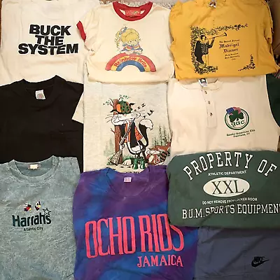 Vtg Clothing T-Shirt Lot 10 Resale Wholesale Single Stitch USA Tees Buck Bum Mix • $68.99