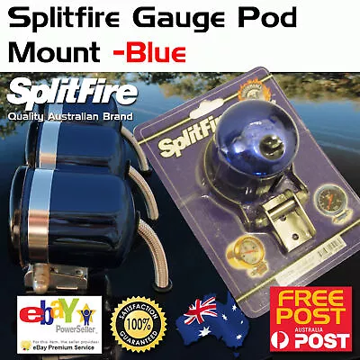 New Splitfire Gauge Cup Pod Mount 2 5/8  Blue Anodised Suit Mechanical Gauges • $32.35