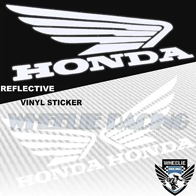 $12.88 • Buy 4.5  Gas Fuel Tank Fairing Decal Reflective Vinyl Wing Logo Sticker Honda White