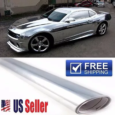  REFLECTIVE  Silver Chrome Vinyl Paint/Surface Wrap Film Protector Sheet 12 X60  • $14.20