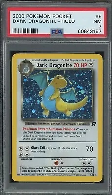 $10.50 • Buy Pokemon Dark Dragonite Team Rocket Unlimited Holo Rare #5 PSA 7