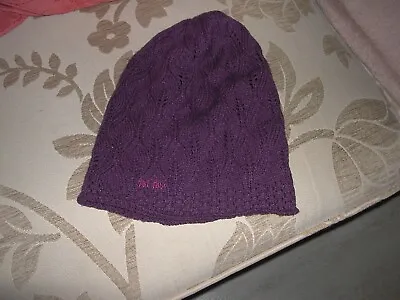 Fat Face Gorgeous Purple Knited Hat - Cotton Very Good Condition - Fat Face Logo • £5.99