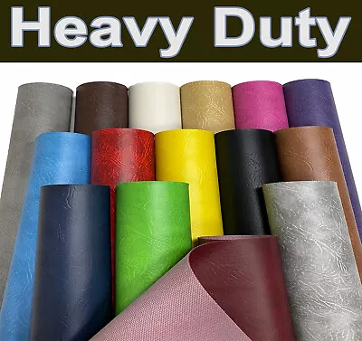 Heavy Grained Faux Leather Fabric Upholstery Material Leatherette 140cm Wide • £0.99