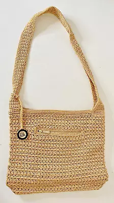 The Sak Handbag Purse Tote Tan Boho Woven Lined Shoulder Bag Zip Closure • $15.99