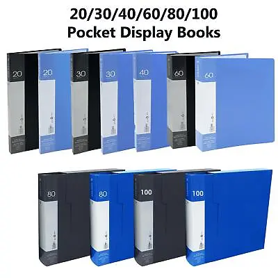 A4 Display Presentation Book Folder Portfolio 2030406080100 Page Black/Blue • £2.95