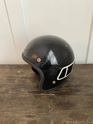 Vintage Black Motorcycle Helmet Open Face Retro 70’s 80’s ? • $119