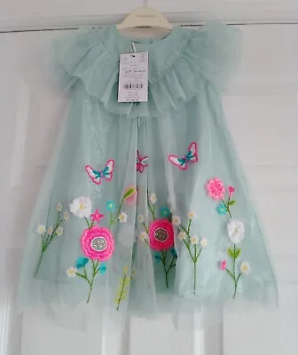 £16.95 • Buy NEW MONSOON - Age 12 - 18 Months - Butterfly & Flower Embroidered Mesh Dress