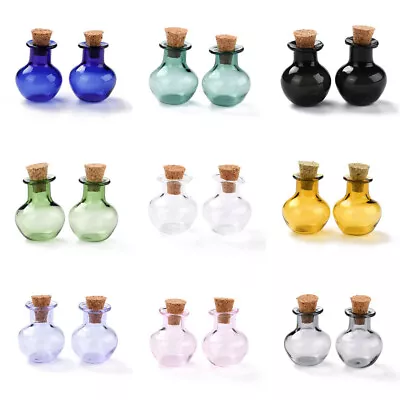 10pcs Small Mini Glass Bottles Jars With Cork Stopper Multi Color Wishing Bottle • £10.31