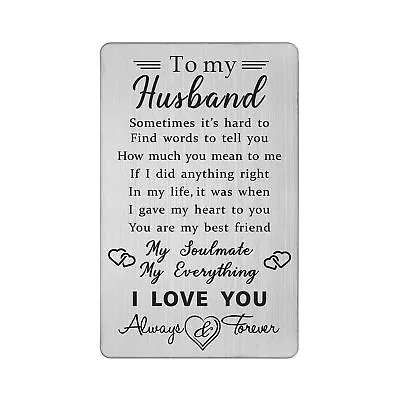 Husband Wallet Card Gift From Wife I Love You Unique Birthday Gifts For Him... • $22.10