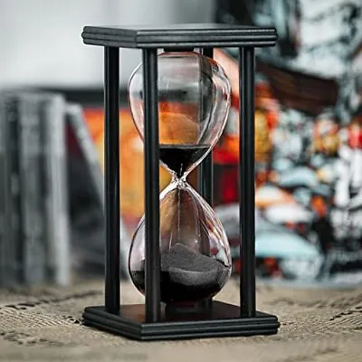 Hourglass Timer 60 Minutes Black Wooden Frame Decorative 60 Min Sand Best Timer • £19.45