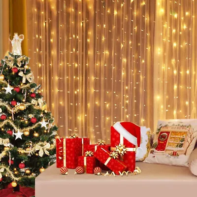 100-300 LED Curtain Fairy String Lights Battery Operated Xmas Party  1-3M UK • £6.69