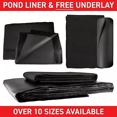 £164.99 • Buy 200GSM Pond Liner & FREE UNDERLAY, Heavy Duty Garden Fish Koi Liners, 12 Sizes
