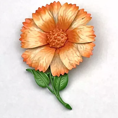 Hedy Flower Brooch Pin Vintage Floral Metal Painted Enamel • $9.95