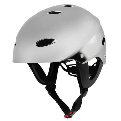 Large Silver Safety Helmet For Water Sport Canoeing Kayaking Wakeboarding • £30.30