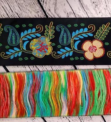 Vintage 3  Wide X 6.7 Yds Silk Embroidered Jacquard Ribbon Floral Sewing Trim • $45.99